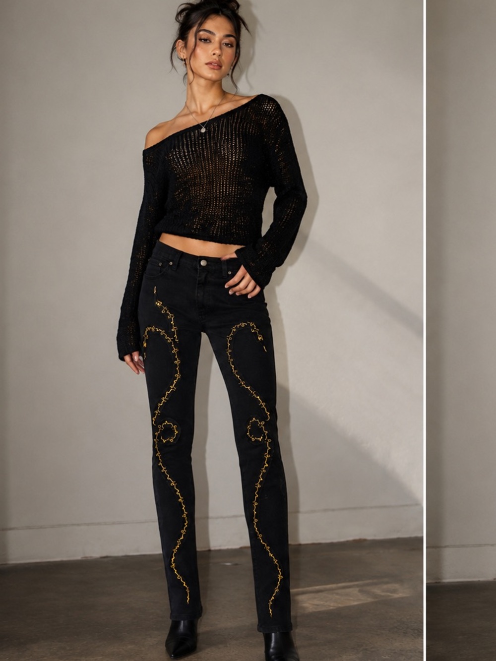 Verameat Snake Embroidered Skinny Jeans | Size 26